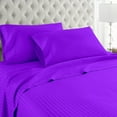 thumbnail image 1 of Lightweight Super Soft 600 Thread Count |100% Egyptian Cotton| Ultra Soft | Cooling for Hot Sleepers | Full Size 4 Piece Sheet Set Fit 22" Inch to 24" Inch Deep Pocket { Stripe Purple }, 1 of 6