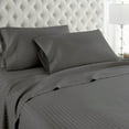 thumbnail image 1 of Lightweight Super Soft 600 Thread Count |100% Egyptian Cotton| Ultra Soft | Cooling for Hot Sleepers | Twin Size 4 Piece Sheet Set Fit 19" Inch to 21" Inch Deep Pocket { Grey Stripe }, 1 of 6