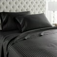 thumbnail image 1 of Lightweight Super Soft 600 Thread Count |100% Egyptian Cotton| Ultra Soft | Cooling for Hot Sleepers | Twin XL Size 4 Piece Sheet Set Fit 19" Inch to 21" Inch Deep Pocket { Black Stripe }, 1 of 6