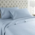 thumbnail image 1 of Lightweight Super Soft 600 Thread Count |100% Egyptian Cotton| Ultra Soft | Cooling for Hot Sleepers | Full Size 4 Piece Sheet Set Fit 19" Inch to 21" Inch Deep Pocket { Stripe Light Blue }, 1 of 6