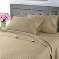 thumbnail image 1 of Lightweight Super Soft 600 Thread Count |100% Egyptian Cotton| Ultra Soft | Cooling for Hot Sleepers | Queen Size 4 Piece Sheet Set Fit 19" Inch to 21" Inch Deep Pocket { Stripe Taupe }, 1 of 6