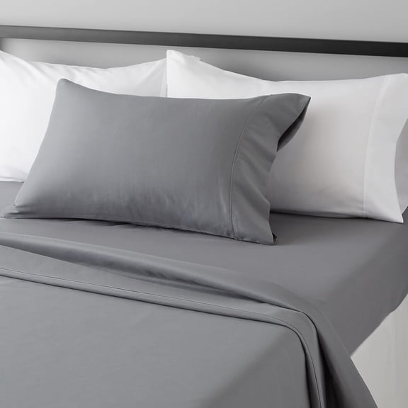 Lightweight Super Soft Easy Care Wrinkle-Free Breathable Brushed Microfiber 3-Piece Bed Sheet Set with 14-Inch Deep Pockets, Twin, Dark Gray, Solid