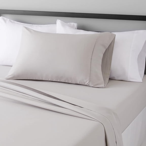 Lightweight Super Soft Easy Care Wrinkle-Free Breathable Brushed Microfiber 3 Piece Bed Sheet Set with 14-Inch Deep Pockets, Twin, Light Gray, Solid
