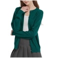 thumbnail image 1 of Lightweight Sweater Cardigan for Women Knitted Crew Neck Long Sleeve Button Down Coat Trendy Casual Comfy Clothes (L, Green), 1 of 7