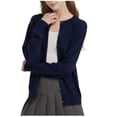 thumbnail image 1 of Lightweight Sweater Cardigan for Women Knitted Crew Neck Long Sleeve Button Down Coat Trendy Casual Comfy Clothes (M, Navy), 1 of 7