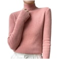 thumbnail image 1 of Lightweight Sweaters For Women Casual Loose Base Knitted Round Neck Solid Color Turtleneck Winter Outfits Fall Clothes Tunic Tops (M), 1 of 4