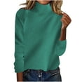 thumbnail image 1 of Lightweight Sweaters For Women Solid Color Round-ncek Shoulder Inserted Thick Stand Up Collar Loose Lazy Style Wool Base Turtleneck Winter Outfits Army Green Fall Clothes Tunic Tops (M), 1 of 6