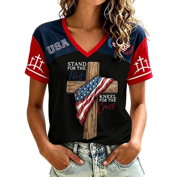 Womens Summer Tops Usa Graphic Tee Cotton T Shirts Women Fourth of July Shirts for Women Casual Tops Patriotic Womens Clothing Womens Patriotic Tops 4th of July Shirts Women