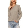 thumbnail image 1 of Lightweight Sweaters for Women Crew Neck Long Sleeve Wave Hem Casual Fall Outfit 2025 Soft Pullover Sweater Tops XS Camel, 1 of 6