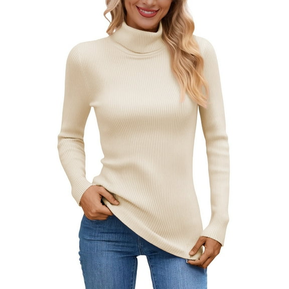 Lightweight Sweaters for Women Knit Pullover Soft Turtleneck Long Sleeve Fall Outfits Clothes