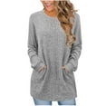 thumbnail image 1 of Lightweight Sweaters for Women Long Sleeve Round Neck Pullover Sweater Loose Fall Dressy Casual Soft Knit Blouses Tops with Pockets, 1 of 5