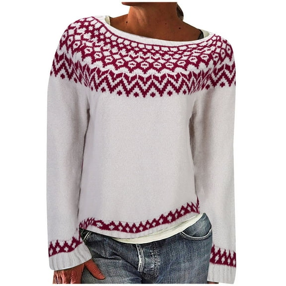 Lightweight Sweaters for Women Oversized Knit Sweaters Crewneck Long Sleeves Trendy Pullover Top Fall Sweater Watermelon Red XL