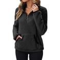 thumbnail image 1 of Lightweight Sweaters for Women Solid Color Half Zip Long Sleeved Pullover Fall Tops,Black,L, 1 of 6