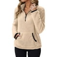 thumbnail image 1 of Lightweight Sweaters for Women Solid Color Half Zip Long Sleeved Pullover Fall Tops,Khaki,L, 1 of 6