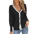 thumbnail image 1 of Lightweight Sweaters for Women Spring 2022 Fashion Color Block Button Up Cardigan Knitwear Long Sleeve Knit Tops, 1 of 5