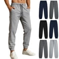 thumbnail image 1 of Lightweight Sweatpants for Men Elastic Waist Drawstring Tapered Ribbed Cuff Casual Jogger Pants with Side Pockets for Workout Streetwear and Daily Loungewear, 1 of 5
