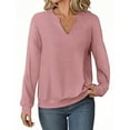 thumbnail image 1 of Lightweight Sweatshirts for Women 2025 Fall Long Sleeve V Neck Loose Casual Plain Sweatshirt Pullover Tops, 1 of 3