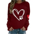 thumbnail image 1 of Lightweight Sweatshirts for Women Cute Graphic Print Long Sleeve Crew Neck Casual Loose Pullover Tops Workout Gym Shirt(Wine,XL), 1 of 4