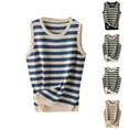 thumbnail image 1 of Lightweight Tank Tops Striped Knit Tank Tops, Womens Round Neck Sleeveless Sweater Vests, Lightweight Casual Pullover Tank for Summer Black 3XL, 1 of 4