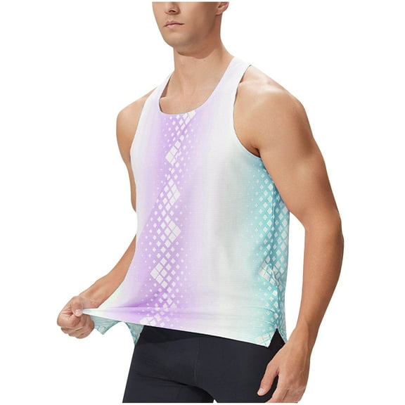 Lightweight Tank Tops for Men Classic Gradient Color Mens Undershirts Marathon Sport Race Vests