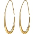 thumbnail image 1 of Lightweight Teardrop Hoop Earrings for Women - 14k Gold/White Gold Plated Large Oval Pull Through Hoop Earrings High Polished Statement Jewelry Gift for Women, 1 of 12