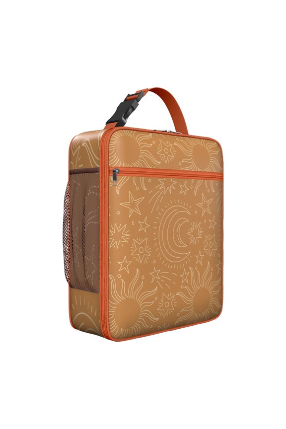 Lightweight Thermal Lunch Box Tote with Durable Zippers, Mesh Side Pocket & Front Pocket, Featuring Spiritual, Witchy, Gothic & Starry Night Astrology Print for School & Outdoor