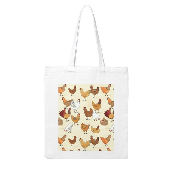 Lightweight Thin Tote Bags, Brown Colored Chicken Canvas Tote Bag, Small Reusable Grocery Bags for Daily Use