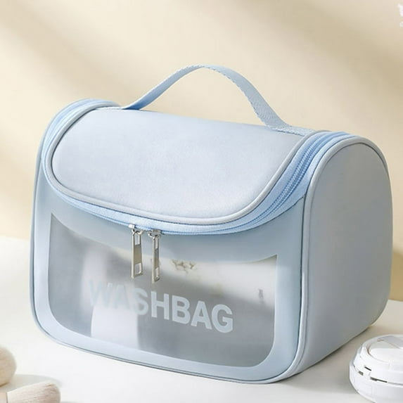 Lightweight Transparent Cosmetic Organizer for Daily and Travel Toiletry Storage with Convenient Handheld Design
