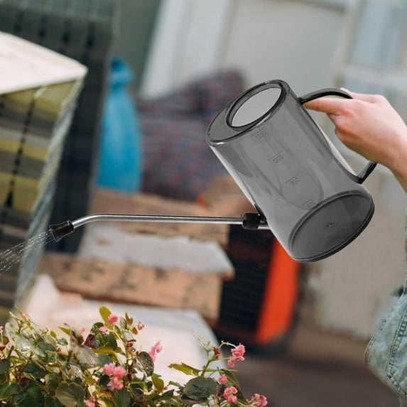 Lightweight Transparent Watering Can, Stainless Steel Long Spout for Indoor Plants, Detachable Mist Spray Nozzle, Compact Balcony Gardening Kettle, 1.2L Capacity