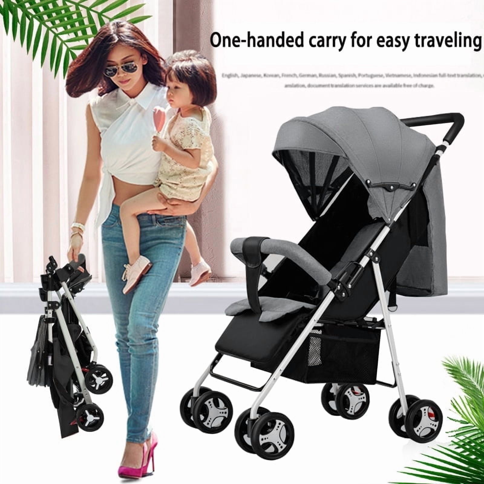 Lightweight Travel Baby Stroller, Fold Infant Pushchair Pram for 0-3  Years