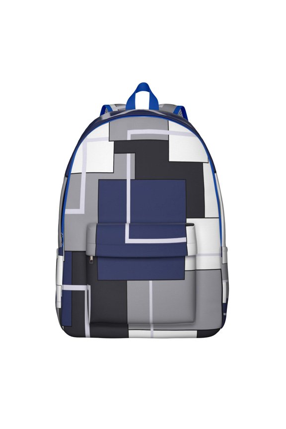 Lightweight Travel Backpack with Geometric Rainbow Gradient and Ocean Beach Scenery – Waterproof, Spacious Backpack for Students and Commuters