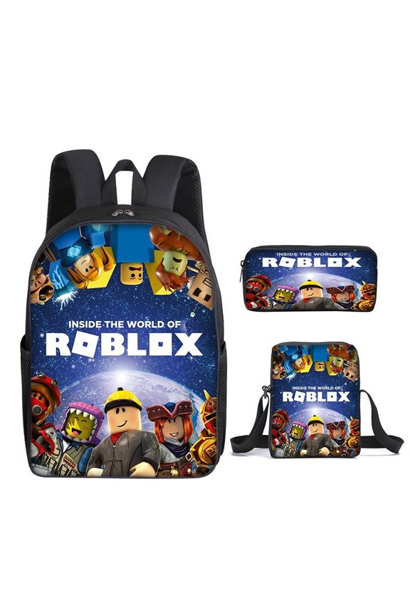 Lightweight Travel Backpack3-Piece Backpack Set:Bag + Lunch Bag + Pencil Case Rob Cute 3D Cartoon Theme Waterproof Backpack,