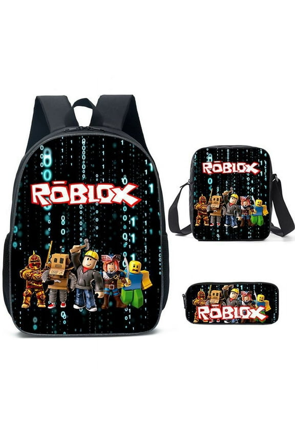 Lightweight Travel Backpack3-Piece Backpack Set:Bag + Lunch Bag + Pencil Case Roblox Cute 3D Cartoon Theme Waterproof Backpack,