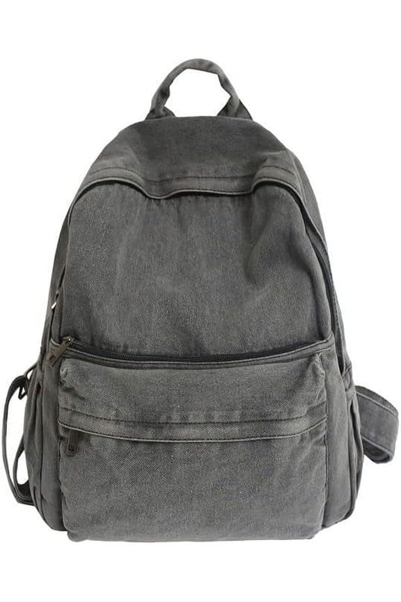 Lightweight Travel Denim Backpack Vintage Daypack Y2K Backpack Multipurpose Adjustable Shoulder Bags for Women Men (Grey)