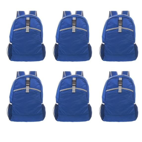 Lightweight Travel Packable Backpacks Set of 6, Bulk Pack - Perfect for School, Camping, Outdoor Sports - Blue