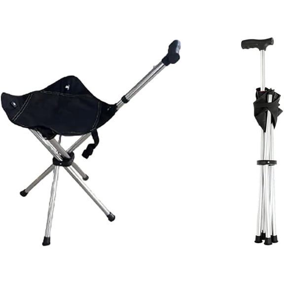 Lightweight Travel Stools for Adults, Foldable Cane Chairs for Adults, Cane Seat Walking Stick Folding Seat 220 Lbs