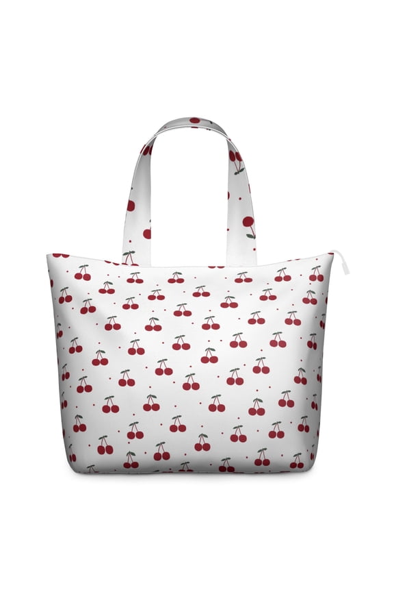 Lightweight Travel Tote Bag with Cherry Lovers Sweet Red Fruit Prints Large Capacity Weekender Bag Featuring Cute Pink Patterns Art Illustration