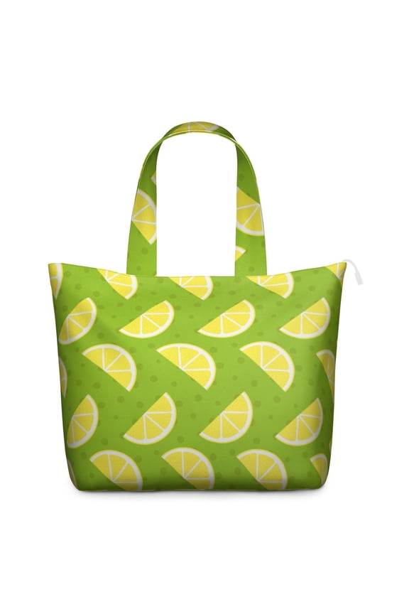 Lightweight Travel Tote Bag with Cute Lemon Vintage Floral Prints Large Capacity Weekender Bag Featuring Fresh Yellow Fruit Bright Summer Design