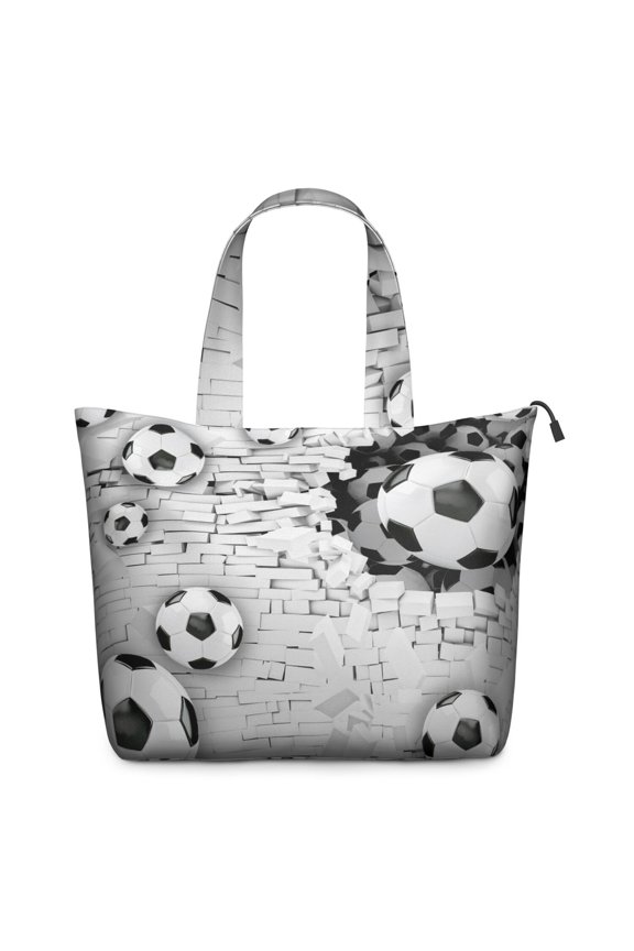 Lightweight Travel Tote Bag with Soccer Volleyball Prints Large Capacity Weekender Bag with Adjustable Strap, Great for Teen Athletes