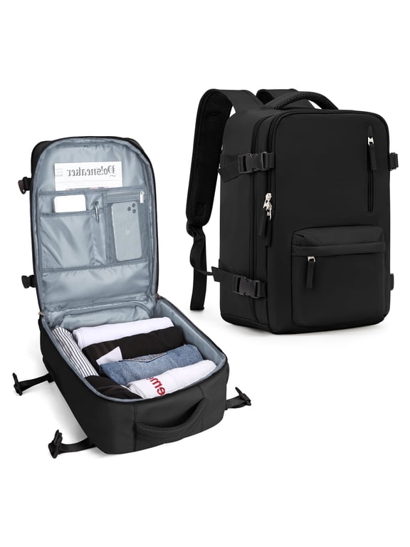 Lightweight Travel backpacks for Adults, Flight Personal Carry on Backpack for Women Men, Approved Airlines Back Pack Carry-ons Mochilas de Viaje, Waterproof Luggage Laptop Backpack Black
