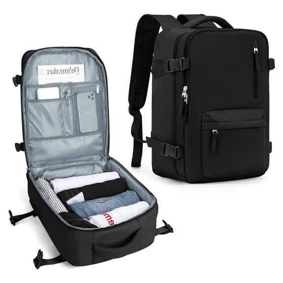 Lightweight Travel backpacks for Adults, Flight Personal Carry on Backpack for Women Men, Approved Airlines Back Pack Carry-ons Mochilas de Viaje, Waterproof Luggage Laptop Backpack Black