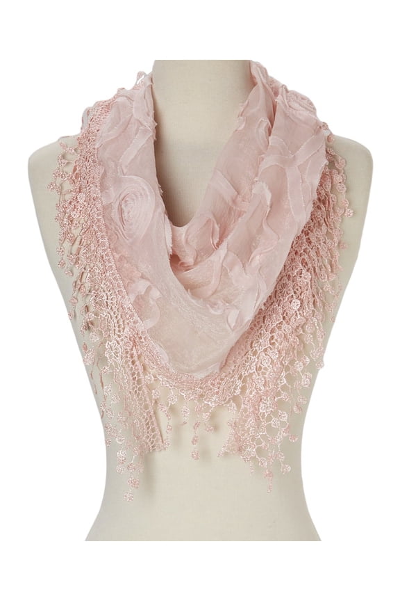 Lightweight Triangle Floral Fashion Lace Fringe Scarf Wrap for Women
