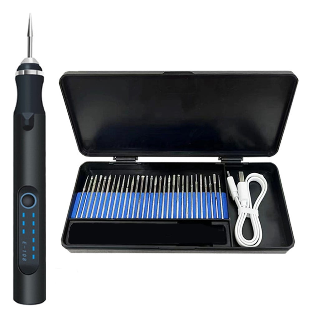 Lightweight USB Rechargeable Engraving Pen with Comprehensive Set of 30 Bits
