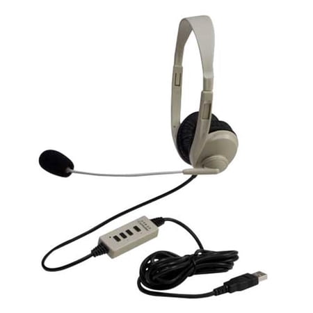 Lightweight USB Stereo Headphones With Boom Microphone