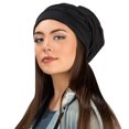 thumbnail image 1 of Lightweight Unisex Soft Slouchy Oversized Wrinkled Fleece Cuffless Beanie For Winter, Summer, Outdoor Wear (Black), 1 of 5