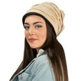 thumbnail image 1 of Lightweight Unisex Soft Slouchy Oversized Wrinkled Fleece Cuffless Beanie For Winter, Summer, Outdoor Wear (Khaki), 1 of 5