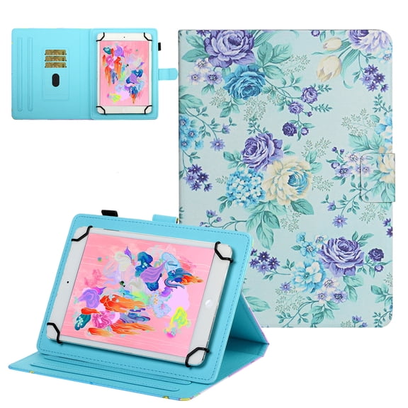 Lightweight Universal Case for Samsung Galaxy Tab 2/3/3 Lite/4/A/E Lite 7.0 /Vankyo MatrixPad Z1 7 Inch /Ematic 7" Tablet /Lenovo Tab M7 7" /Google Nexus 7 /Android 7-inch Tablet (Purple Flower)
