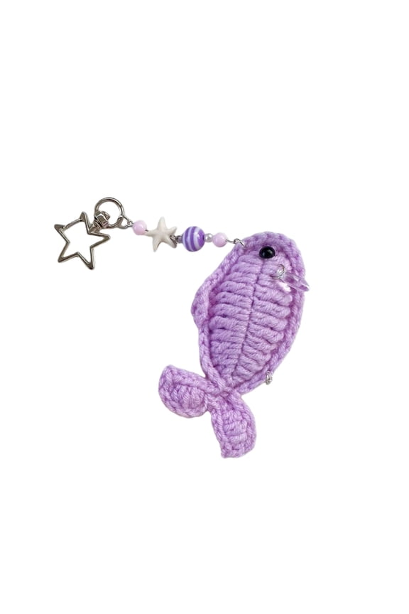 Lightweight User Friendly Crochet Fish Keychain Phone Strap Handmade With Natural Accent For Students Professional