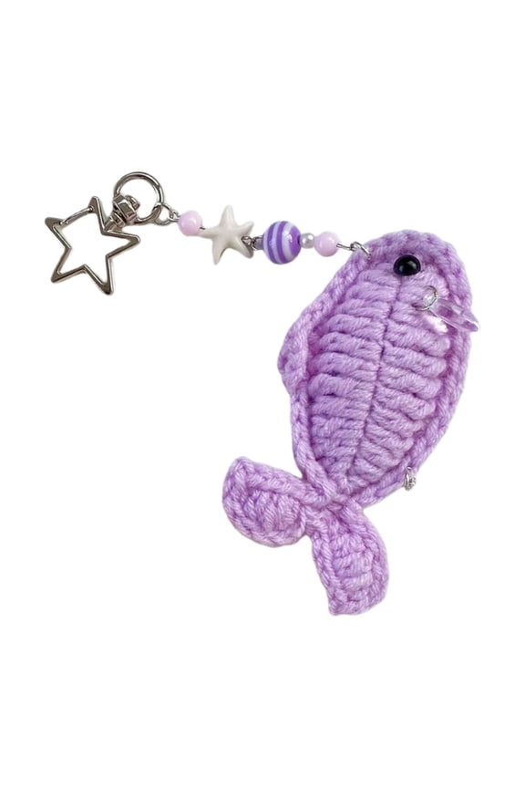 Lightweight User Friendly Crochet Fish Keychain Phone Strap Handmade With Natural Accent For Students Professional