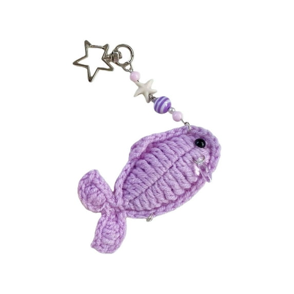 Lightweight User Friendly Crochet Fish Keychain Phone Strap Handmade With Natural Accent For Students Professional